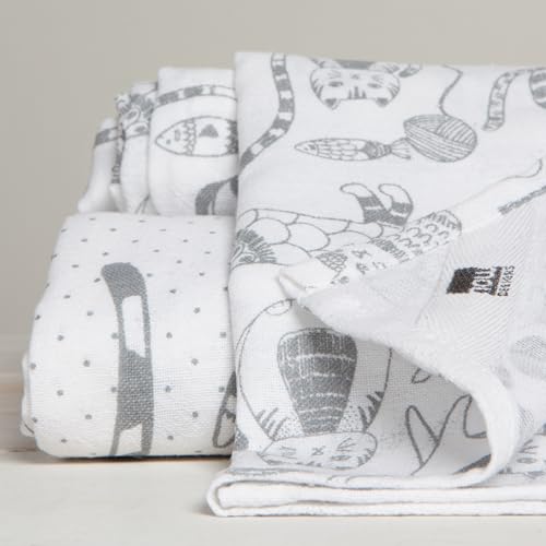 Image of Now Designs Floursack Dishtowel Set of 2 | London Gray Purr Party