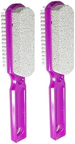 Two Sided Foot Scrubber with Handle: Pumice Stone Smoother & Bristle Brush Foot Exfoliator Green, 2 Pack