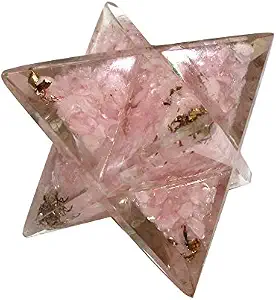 Excel Orgone Pink Rose Quartz Chips Merkaba Star Large Crystal Sacred Geometry Reiki Point 8 Healing