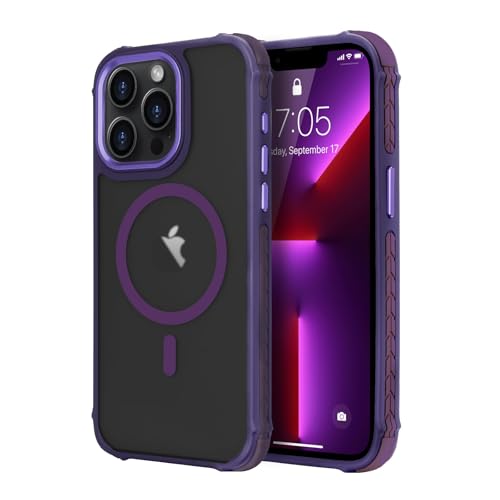 Coque antichoc iPhone 15 Pro Max violette compatible avec chargeur magsafe