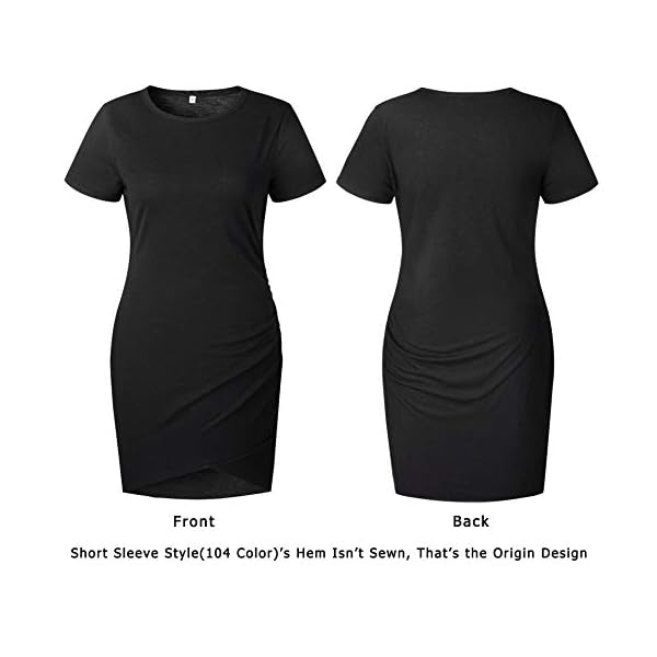 BTFBM-Womens-2021-Casual-Crew-Neck-Short-Sleeve-Ruched-Stretchy-Bodycon-T-Shirt-Short-Mini-Dress BTFBM Women's 2023 Summer Casual Beach Dresses Crew Neck Short Sleeve Wrap Party Club Mini Ruched Bodycon T Shirt Dress(Black, Medium)