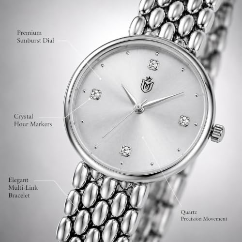 Image of MOOVER Analog Watch for Women & Girls | Luxury Bracelet Style Ladies Wrist Watch | Crystal Dial with Premium Stainless Steel Chain Strap | Fashion Watch for Daily Wear, Party & Gift