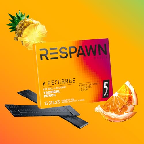 RESPAWN by RAZER Gum, Tropical Punch Sugar Free Chewing Gum Gaming Accessory, 10 Ct, 150 Sticks