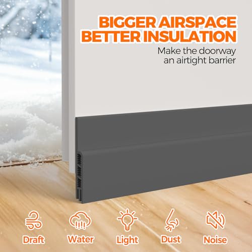 Image of Holikme Weather Stripping 41 inch Door Draft Stopper Under Door Draft Blocker Doors Sweep Noise Stopper Noise Stopper Strong Adhesive Grey