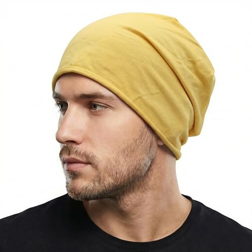 Image of ZLYC Cotton Thin Slouchy Beanie Hat for Men Women Fashion Soft Stretch Knit Skull Cap