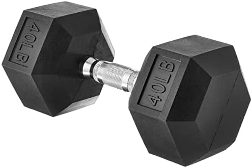 Amazon Basics Rubber Encased Exercise & Fitness Hex Dumbbell, Hand Weight For Strength Training