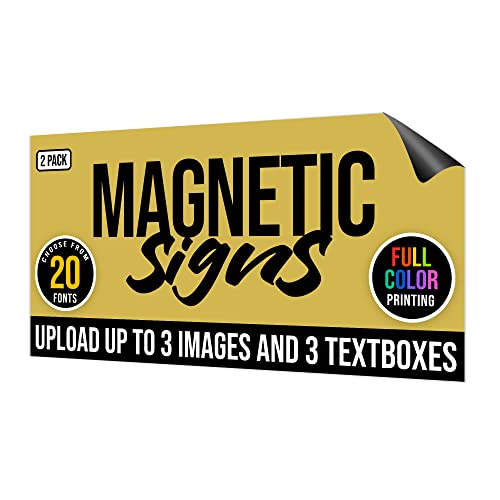 2-Pack,12\"x24\" Custom Magnet Signs in Full Color for Business and Advertising, 30 mil Customized Vinyl Car Magnets, Personalized Magnetic Sheets for Company Storefront & Vehicles (Sharp Corners)