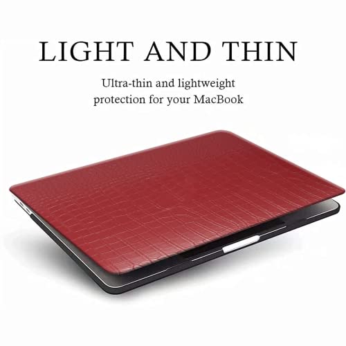 Funut Crocodile for MacBook Pro 14 inch Case M5 2026 M4 2025 M3 M2 M1 2024-2021 A3427 A3426 A3434 A3112 A3185 A3401 A2918 A2992 A2779 A2442, Aligator PU Leather Hard Shell &Keyboard Cover, Red by FUNUT - Image 6