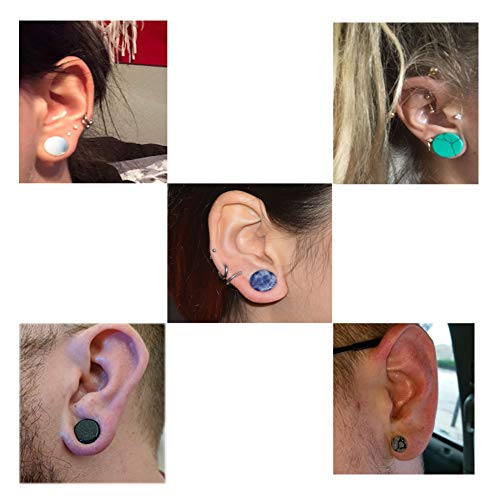 Oyaface 14Mm Mixed Stone Ear Plugs Kit Stretching Earrings Gauges Set Saddle Double Flare Expander Tunnels For Men Women Earrings Body Piercing Jewelry, 22 Pcs #TOP2