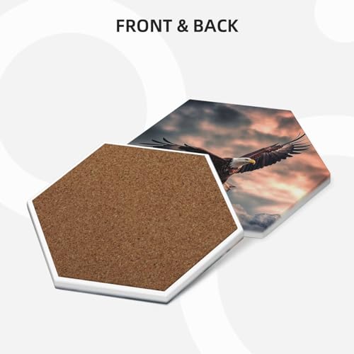 Dessous de verre céramique aigle 6 pièces avec support chic