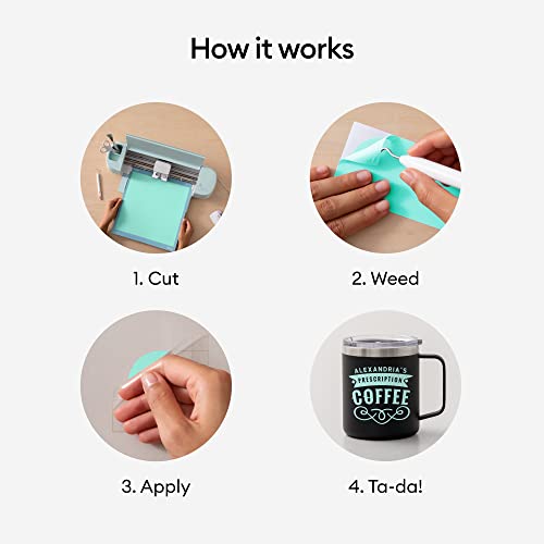 Image of Cricut Premium Permanent Vinyl Roll (12 in x 15 ft), Weather-Resistant, Dishwasher-Safe & Fade-Proof, Compatible with Cricut Cutting Machines, Create Signs, Labels, & Personalize DIY Projects, Mint
