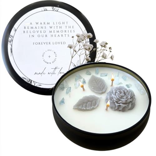 Thinking of You Memorial Candle for Loss of Loved one - Sympathy Gifts for Condolences, Bereavement and Remembrance Candle, Wax Rose with Colored Wax, Lavender Bergamot Jasmine Patchouli Scent