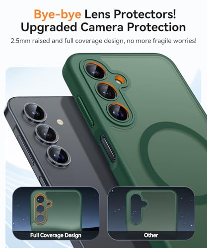 Image of CANSHN Designed for Samsung Galaxy A16-5G Case [Full Camera Protection] [Compatible with Magsafe] Translucent Matte Back Protective Phone Cover, Deep Green