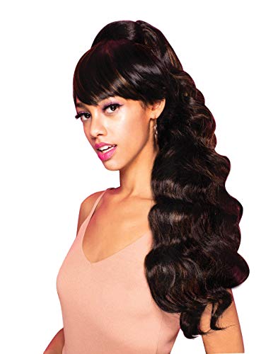 EVE HAIR Casablanca - 100% Heat Retardant Fiber 2 in 1 Bang & Ponytail - Bang Hair Extension with 27" Loose Wave Drawstring Ponytail - Color: 2