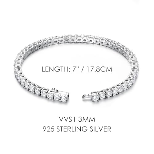 Sterling Silver Moissanite Tennis Bracelet White Gold Plated Elegant Lab Diamond Strand Fashion Jewelry for Women2
