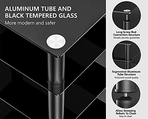 Fitueyes 4-Tier Media Stand Audio/Video Component Cabinet With Glass Shelf For/Apple Tv/Xbox One/Ps4 As406001Gb #TOP5