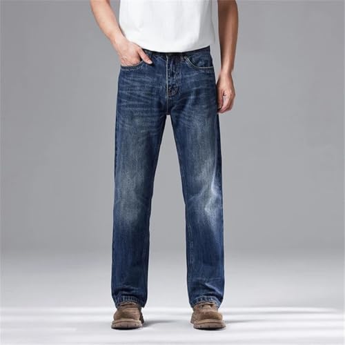 Men's Straight Cut Wide Leg Jeans Loose Fit Denim Pants Trousers2