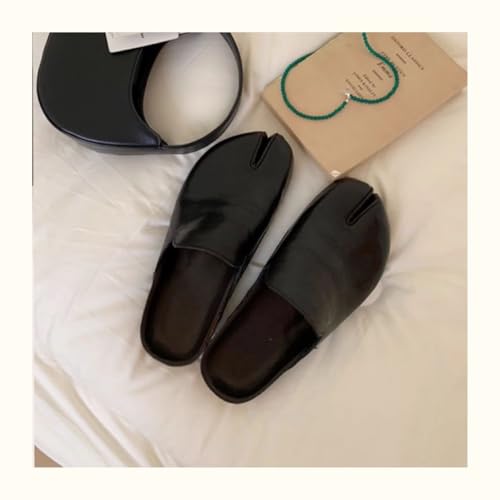 Tabi Mules Split Toe Leather Women Potato Shoes Chunky Platform Slip On Slides Non Slip Breathable Loafers Y2K Kawaii Fashion Elegant Dressy Streetwear Spring Summer Fall Outdoors Back to School4