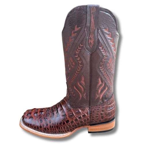 Image of Men's Alex Western Cowboy Boots Square Toe Pull On | Embossed Full Grain Leather