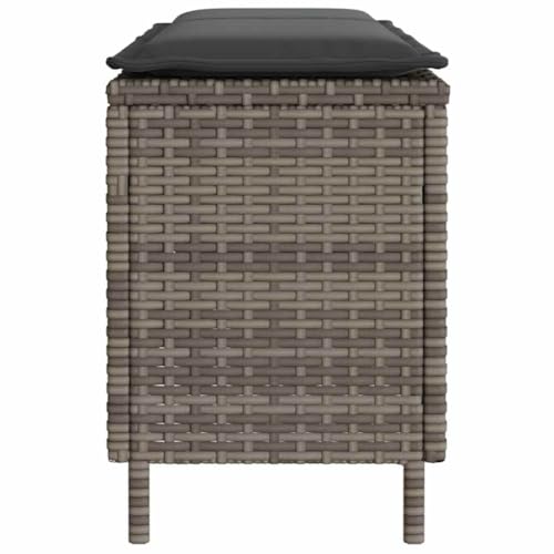 Banc de jardin avec coussin gris 110cm en rotin synthétique