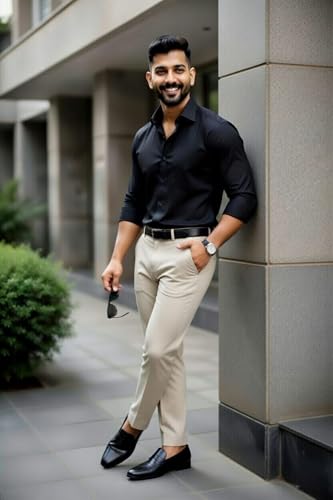 Image of Men's Formal Shirt and Trouser Combo Set | Slim Fit Stylish Office Wear | Premium Cotton Blend Shirt Pant Set for Men | Top & Bottom Clothing Set