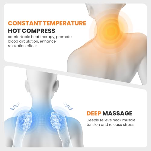 3-in-1 Rechargeable Neck Massager Pillow - Pillow Massage Neck Hump for Shoulder Pain, Deep Tissue Pain Relief, with Heating and Traction Function, Hump Corrector for Women