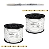 PremiumX 200m 2X 100m Basic Koaxialkabel 135dB 4-Fach SAT Antennenkabel Satellitenkabel Koax-Kabel RG6 Digital 20x F-Stecker