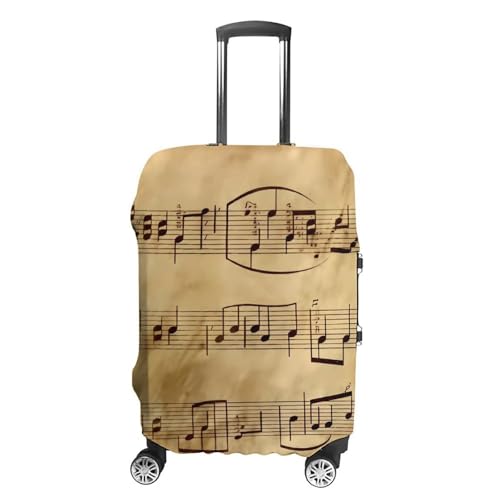 Vintage Music Note Art Luggage Cover, Washable Elastic Suitcase Cover Protector Fit 18-32 Inch Luggage