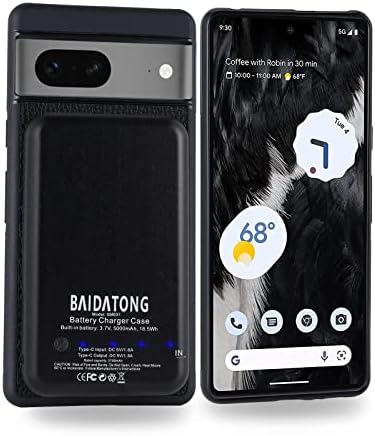 BAIDATONG 5000mAh Battery Case for Google Pixel 7 Portable Charging and Protective Backup Charger Case for 6.3 Inch Google Pixel 7 (Black)