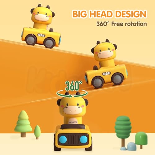 Image of Kidology Press & Go Friction-Powered Cars for Toddlers - Animal Mini Racing Car, Push & Go Vehicle for Early Learning, Fun Toy for 0-3 Years Babies & Kids - Pack of 1 (Random Character)