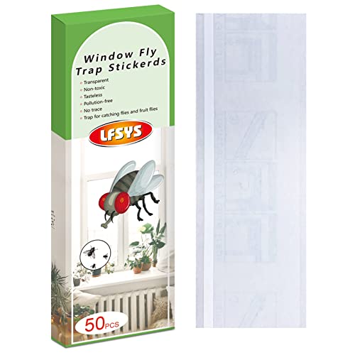 Lfsys 50 Pack Window Fly Traps, Fruit Fly Traps For Indoors, Fly Paper Sticky Strips, Fly Traps For Indoors Clear #TOP4