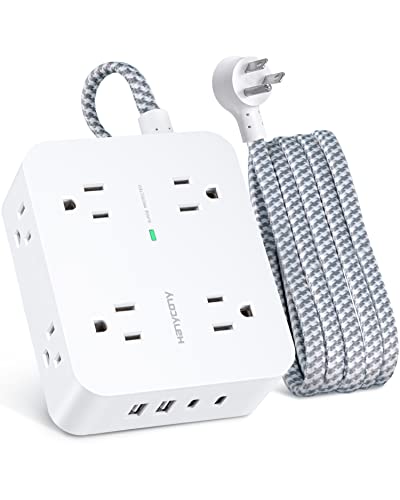 6Ft Surge Protector Power Strip with USB C, HANYCONY Extension Cord with 8 Outlets(2.2 IN) 4 USB...