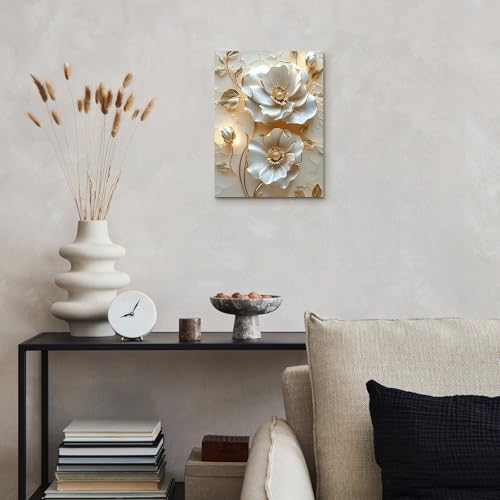 Alptiny Wandbild mit Rahmen 30×40 cm – Elegantes Botanical Print Leinwandbild für Wohnzimmer Schlafzimmer Küche Büro – 3D Effekt Wanddeko mit Rahmen inkl. Haken, Nägel & Magischem Klett