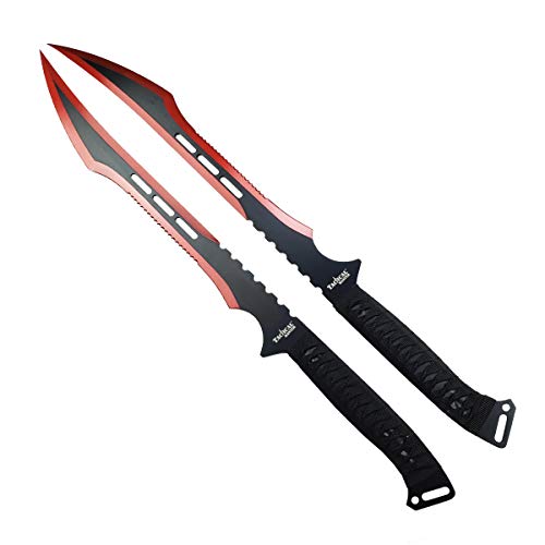 Tactical Master 27" Twin Tactical Machete 2 Pcs Set, Ninja Weapon, Katana Twin Sword (Red) #TOP4