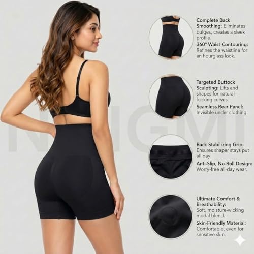Image of NINGMI Women's High Waist Tummy Control Shapewear Shorts - Seamless Body Shaper Panty, Thigh Slimmer, Comfortable Stretch Slimming Shaper (Free Size M to 4XL)