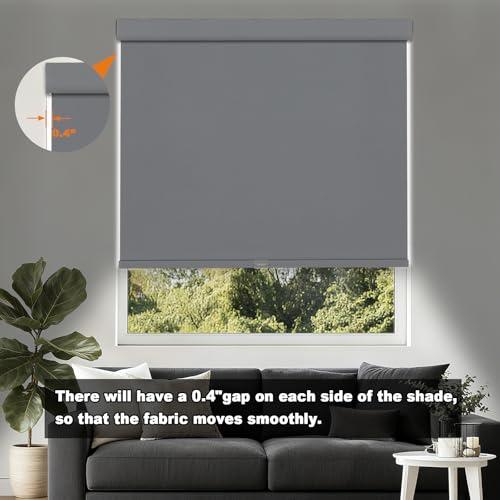 Image of Persilux No Drill No Tools 100% Blackout Shades for Window Roller Shades Cordless Windows Blinds (Grey, 28.5 inch W x 72 inch H) UV Protection Thermal Insulated Roller Blinds for Door Bedroom