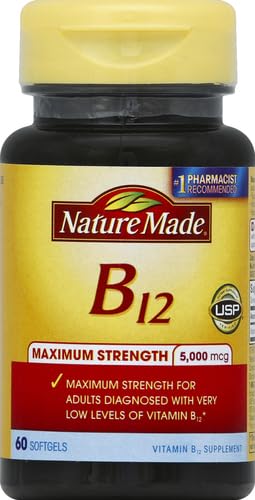 Image of Nature Made Maximum Strength Vitamin B12 5000 mcg, Dietary Supplement for Energy Metabolism Support, 60 Softgels, 60 Day Supply (Pack of 3)