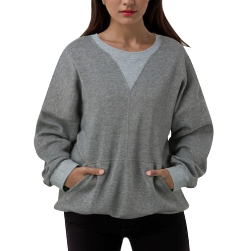 Sweat-shirt surdimensionné femmes avec grande poche avant sans capuche