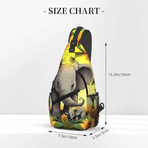 Bolso cruzado de pecho para hombre con diseño elefante y girasoles miniatura 3
