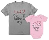 Tstars Our First Father's Day Matching Outfits New Dads Gifts Dad Shirt and Son Daughter Infant Bodysuit Dad Gray Large/Baby Pink 12M (6-12M)