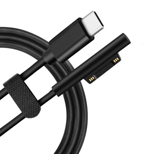 Cable de Carga USB C para Microsoft Surface Pro 3–7, Cable de Carga Magnético USB C Macho 1,8m para Surface Laptop1 2 Go Book1 2 Funciona con Cargador Tipo C de 45W 15V3A