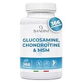 Bandini® Glucosamine Chondroïtine MSM + Vitamine C | 366 comprimés   6 mois | Réduit inflammations des articulations, renforce le cartilage | 600mg de glucosamine, 100mg de chondroitine & MSM par dose