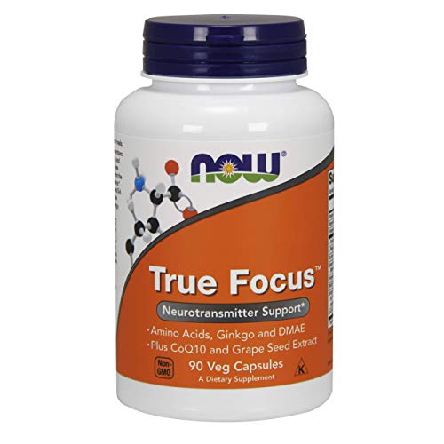 NOW Supplements, True Focus with Amino Acids, Ginkgo and DMAE + CoQ10