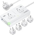 BESTEK 220V à 110V Convertisseur pour européen, 2000W Convertisseur de tension de voyage avec 2 AC 2 USBC 1 USBA Ports, Adaptateur de prise de voyage pour lisser les cheveux