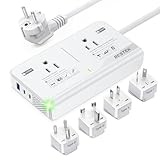 BESTEK 220V to 110V Converter for European Travel - Voltage Converter US to Europe with with 2 AC 2 USBC 1 USBA Ports, International Travel Adapter for Hair Straightener