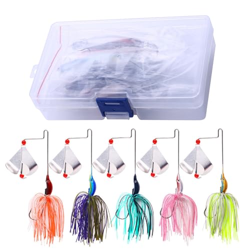 PASNMKvn 5Pcs Fishing Buzzbait Lures Spinnerbait Fishing Lures Swim Jigs Fishing Lure for Freshwater Saltwater Fishing Lures