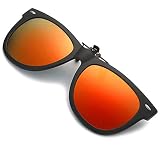 FRAZALA Polarized Clip On Sunglasses Over Prescription Glasses Anti-Glare UV Protection Fishing Driving Sunglasses (Orange)