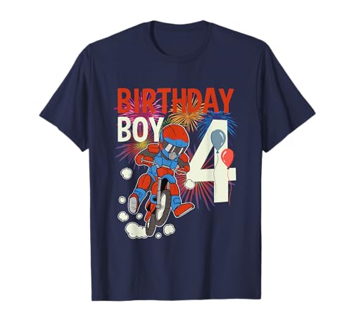 4. Geburtstag Dirt Bike Boy Party Offroad Biking 4 Jahre alt T-Shirt