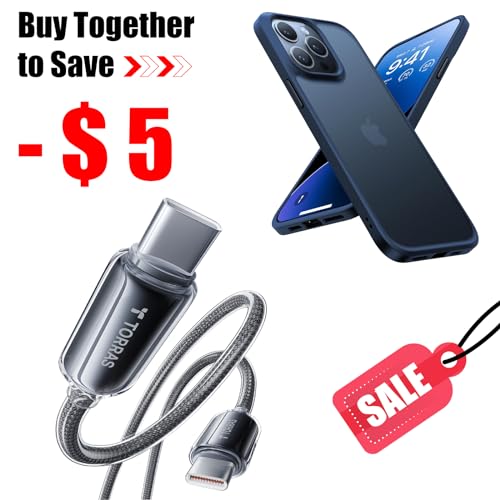 TORRAS iPhone 15 Pro Max Case with USB C Cable