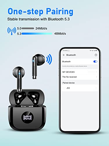 Auriculares-Inalambricos-Auriculares-Bluetooth-53-HiFi-Estereo-con-Mic-Cascos-Inalambricos-Bluetooth-IP7-Impermeable-Pantalla-LED-In-Ear-Auriculares-Reproduccion-de-40H-Control-Tactil